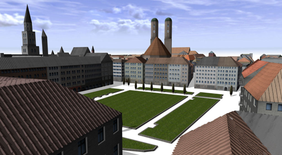3D都市モデルの編集・可視化ソフトでドイツ・ミュンヘンの街や建物を表現