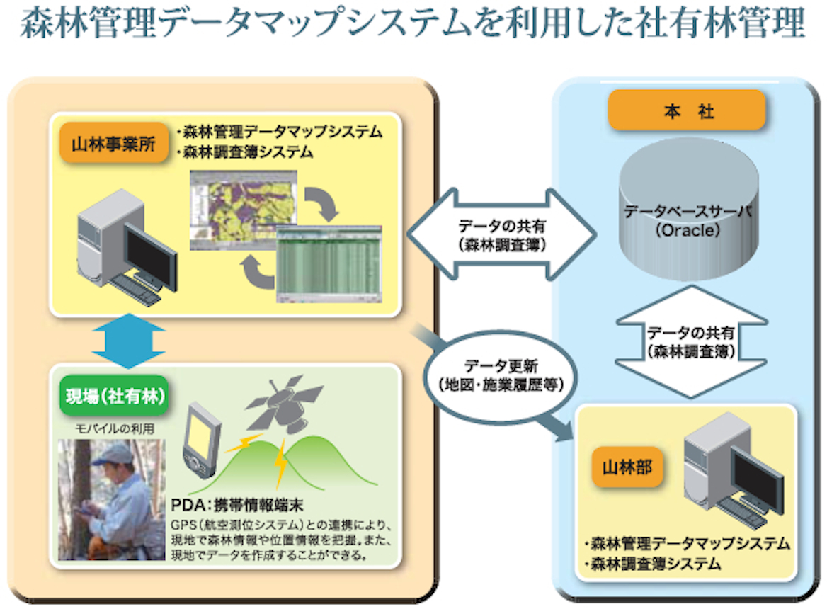 森林管理データマップシステムを利用した社有林管理
