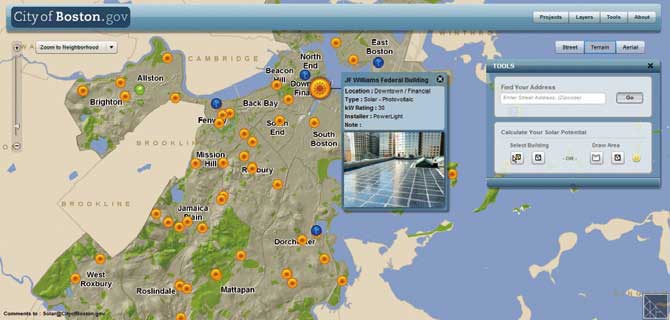 ArcGIS API for Flexで構築され、すでに運用が開始されたソーラーボストン
