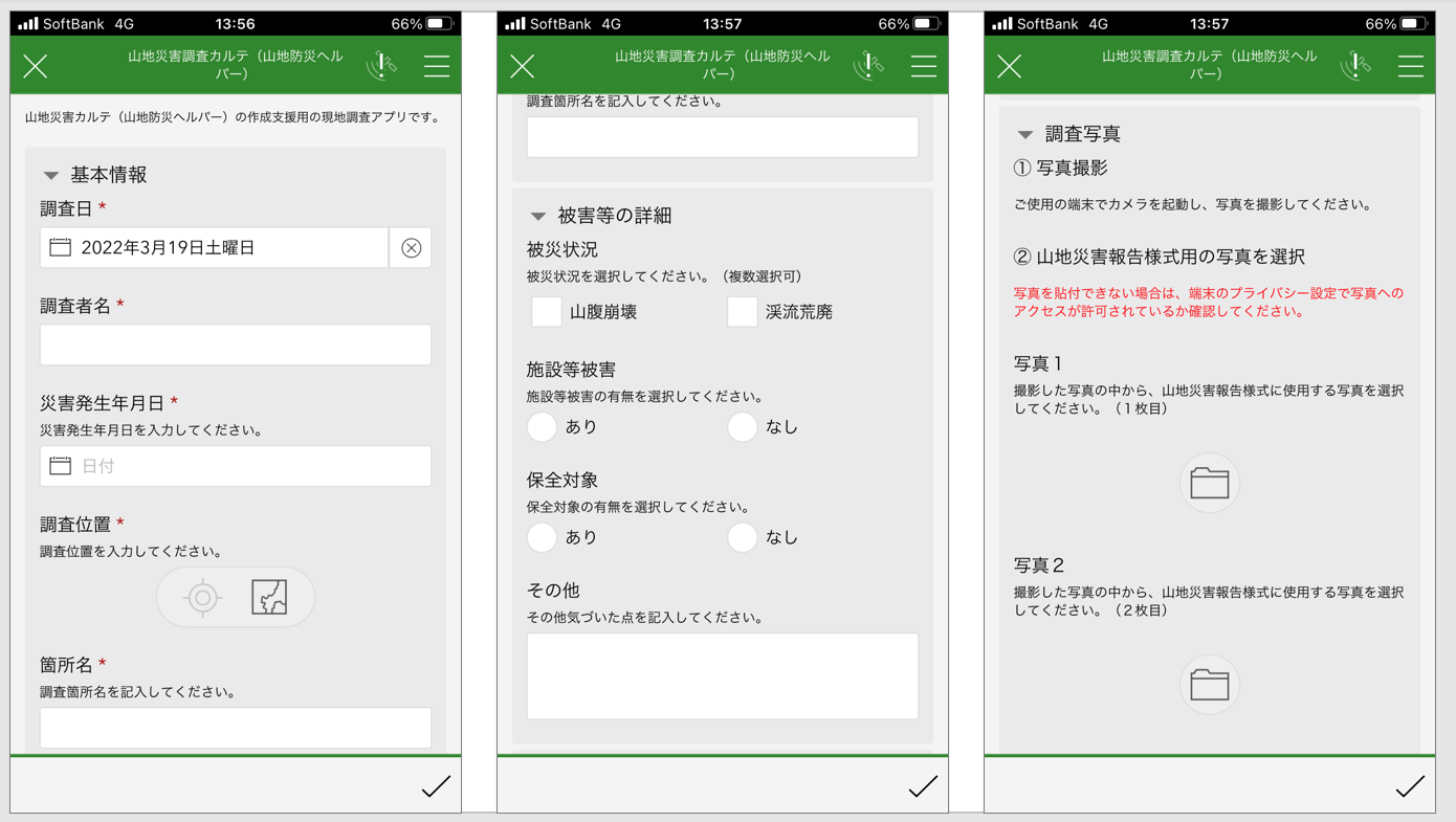 調査票の入力画面