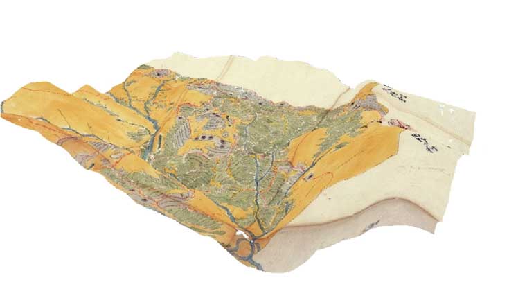 図6 「樫原村分間絵図」の三次元表示