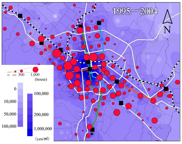 時系列的に変化に注目した都市の時空間構造