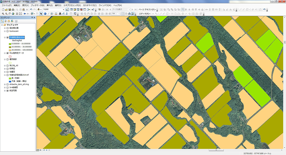 農業 GIS 圃場管理支援システム（診断結果：©国際航業株式会社）