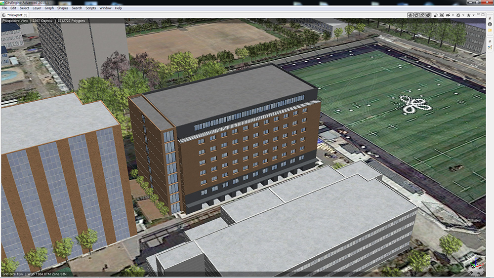 高さ情報・色を変更した建物例1