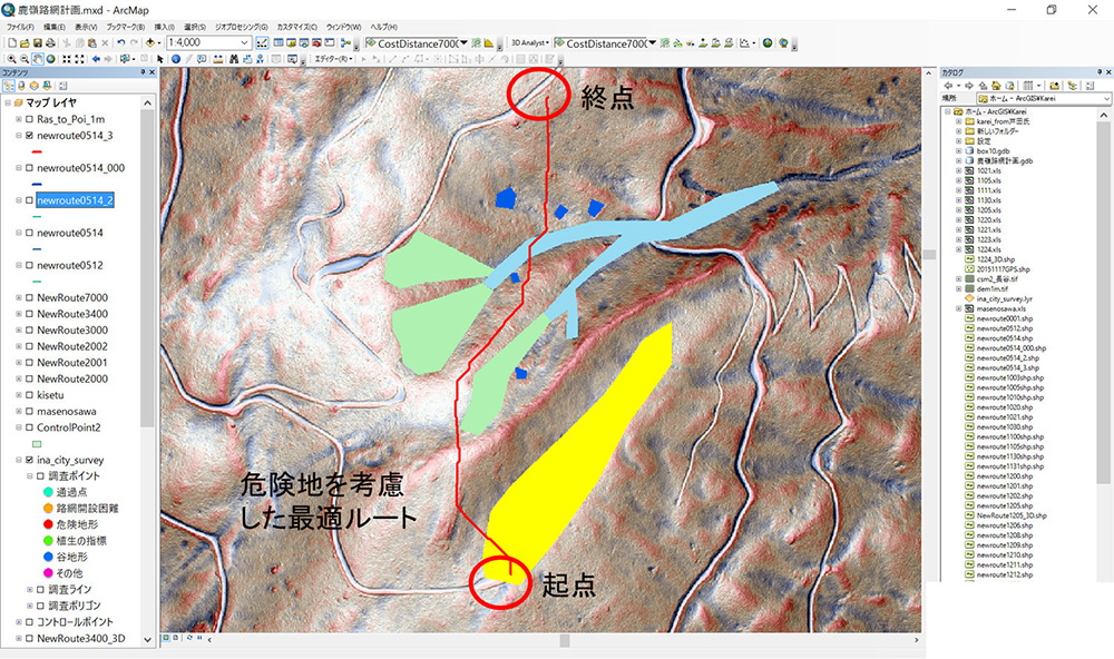 危険地を考慮した最適ルートの作成