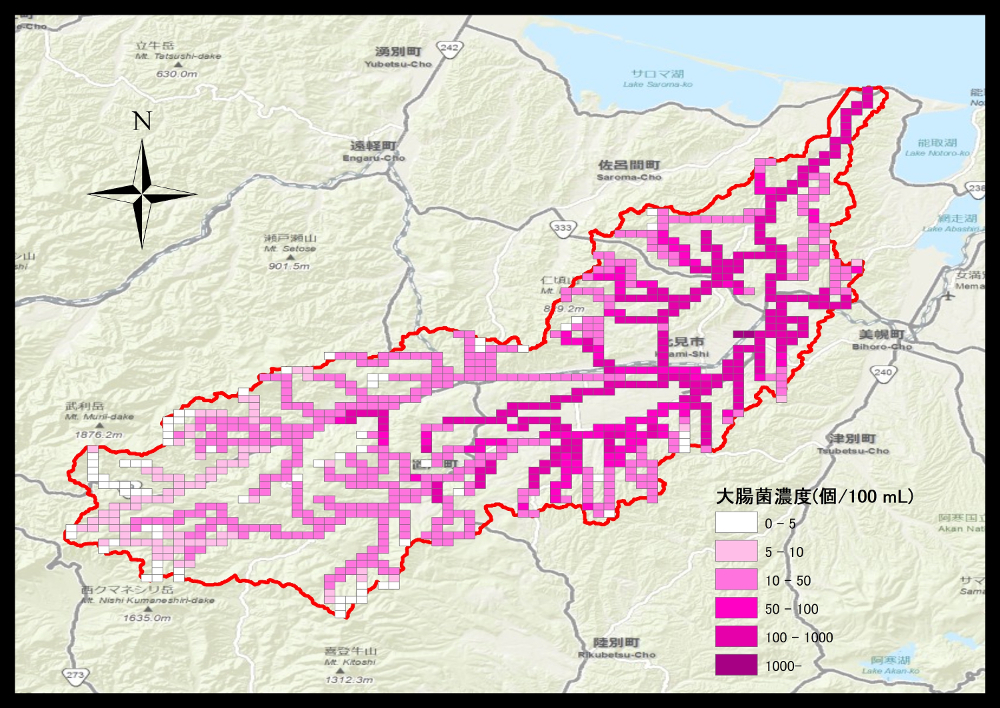 常呂川流域の大腸菌濃度