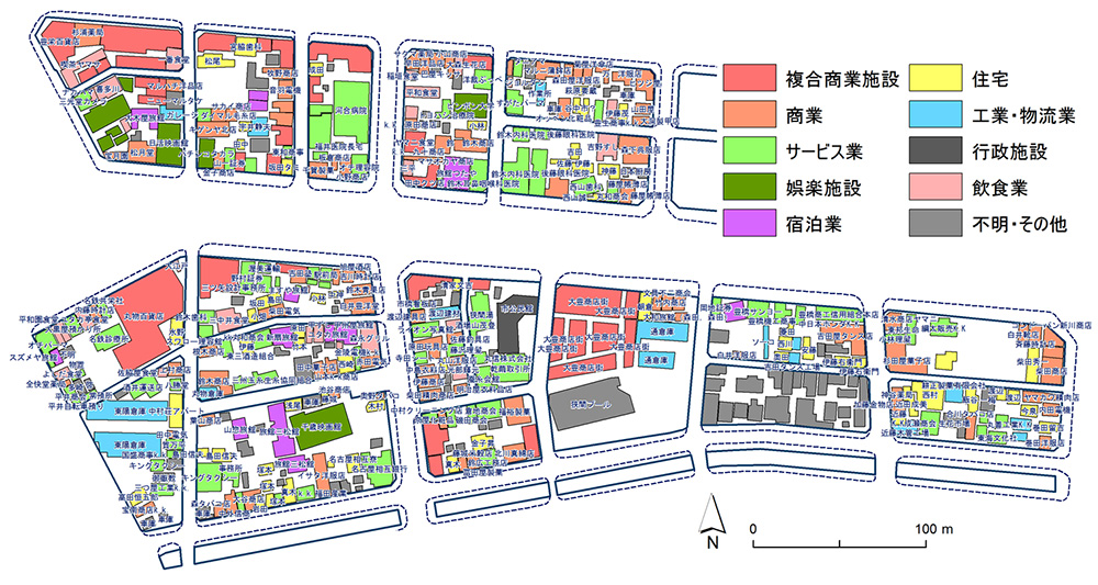 1960 年代の豊橋市中心市街地における建物利用状況