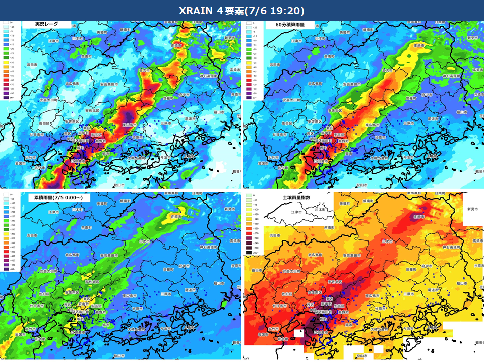 XRAIN と被災箇所の重ね図(1)
