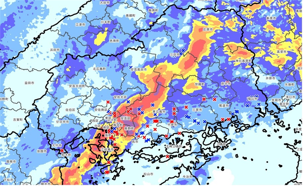 XRAIN と被災箇所の重ね図(2)