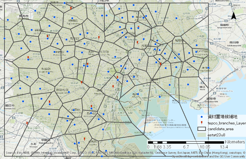 廃材置き場の候補地を分析