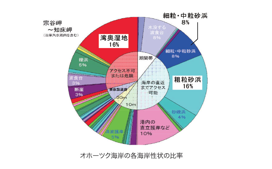 オホーツク海岸の各海岸性状の比率