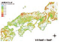 統計情報の地図表現の一例
統計情報は、様々な社会的活動を定量的に
把握するための重要な指標となる。