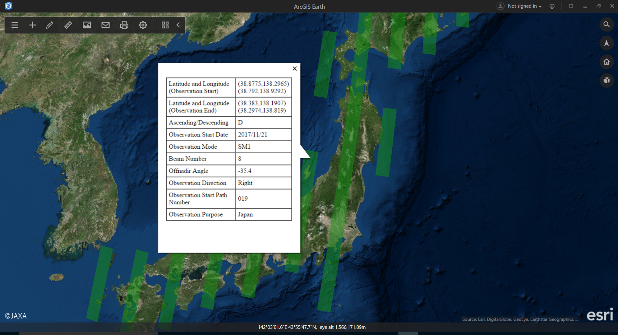 だいち２号（ALOS-2）の基本観測計画の抜粋（2017 年 11 月 20 日～ 12 月 3 日）