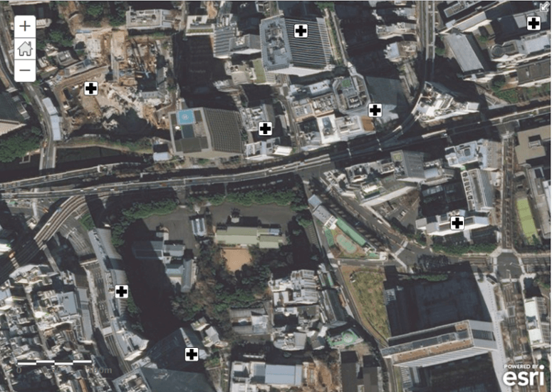 背景地図を衛星画像にした状態