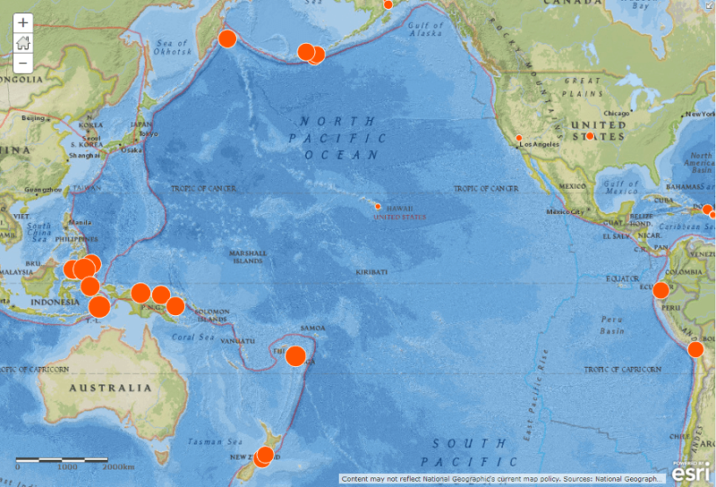 最新の地震マップ