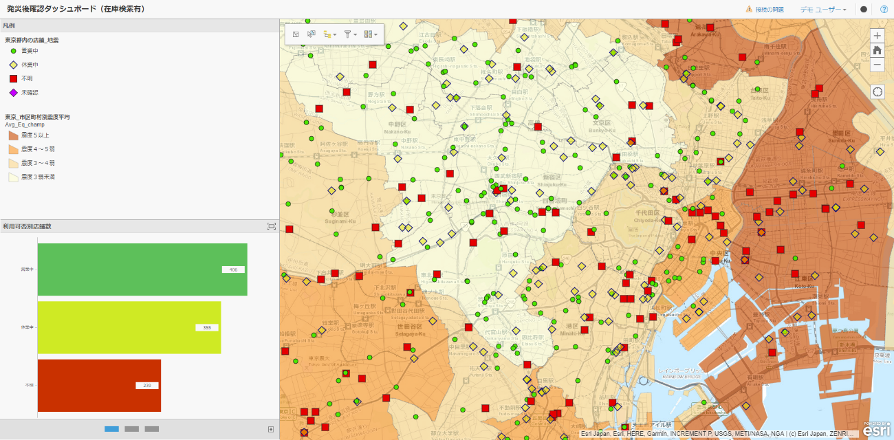 被害・復旧状況を地図上で可視化