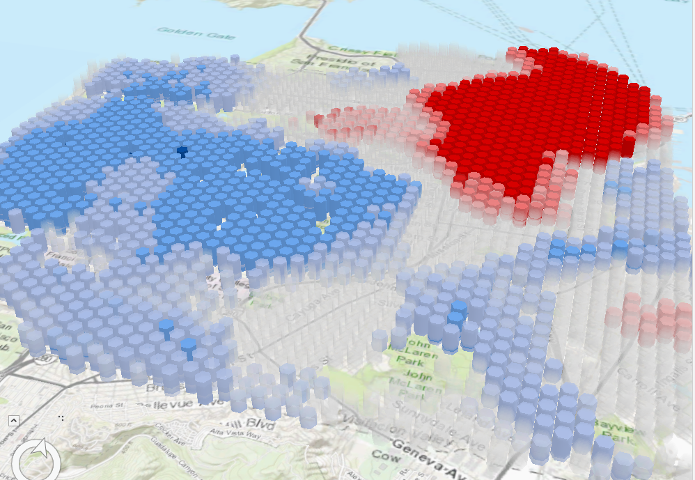 サンフランシスコ市の犯罪発生状況を時空間統計分析により3次元で可視化