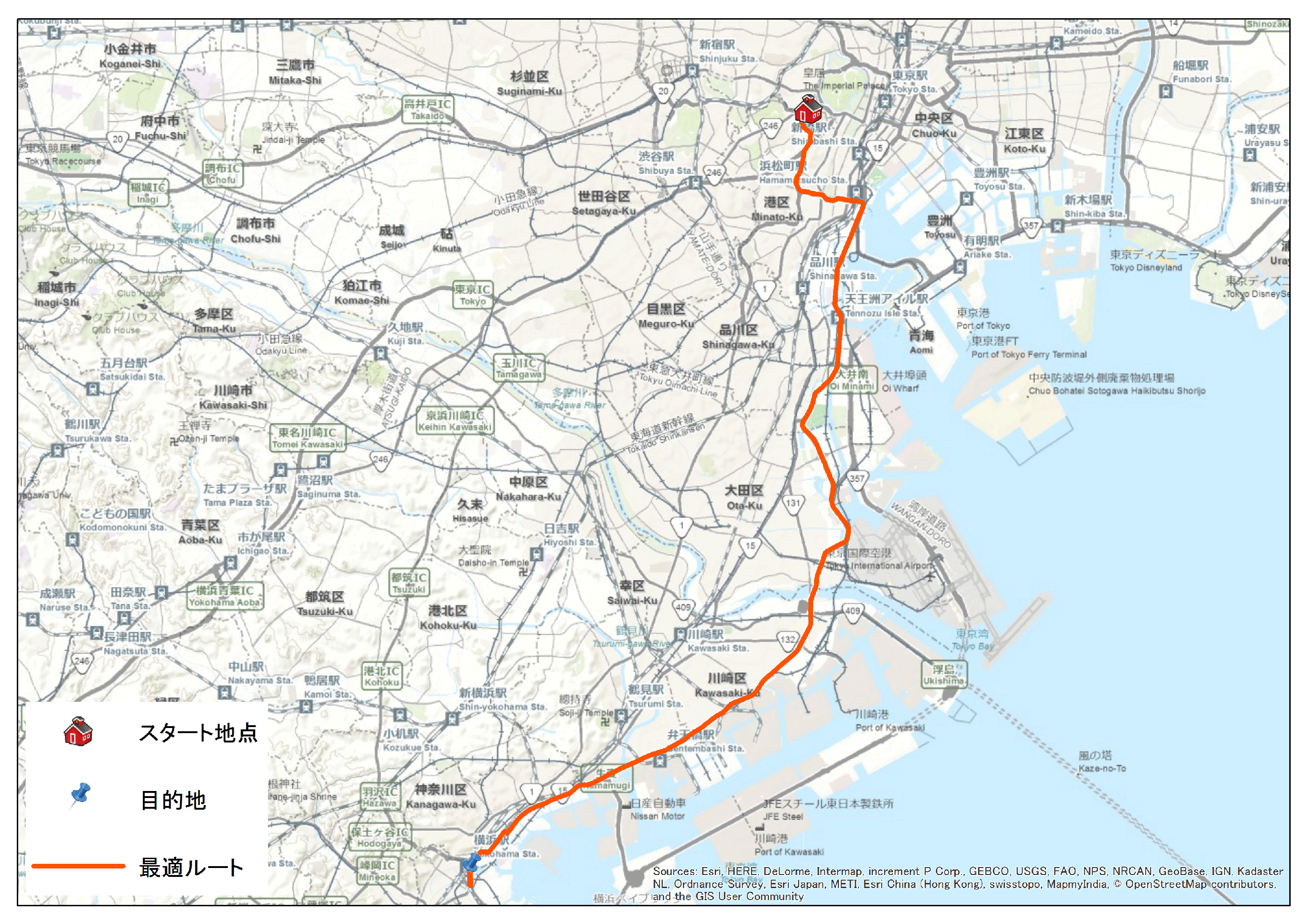 目的地へのルート検索