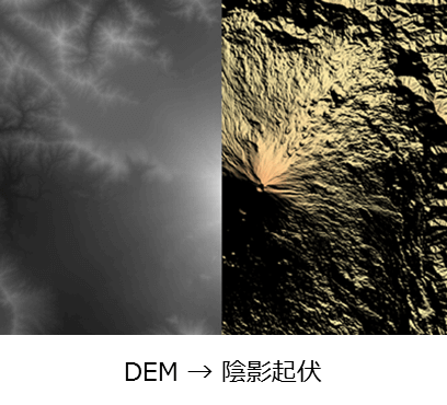 DEM→陰影起伏