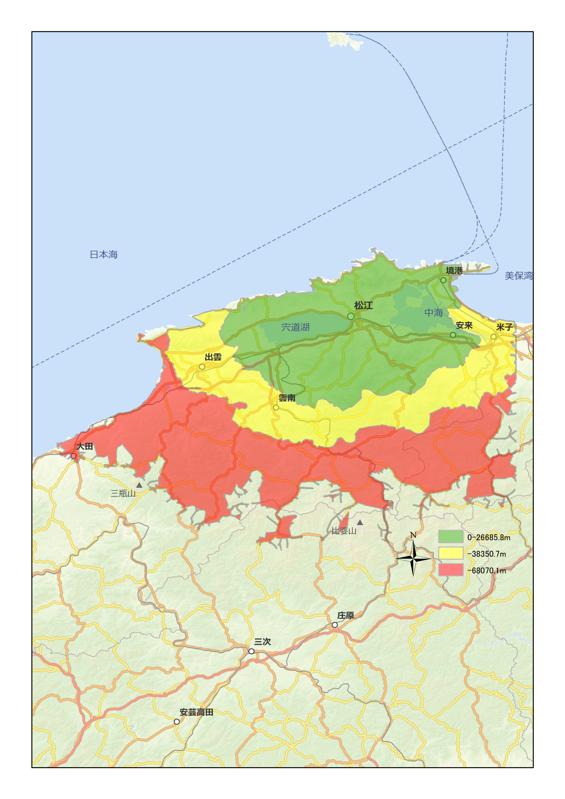 図3:道路ネットワーク距離に基づく3分位