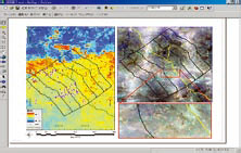 モウコガゼルの位置と衛星画像のオーバレイ