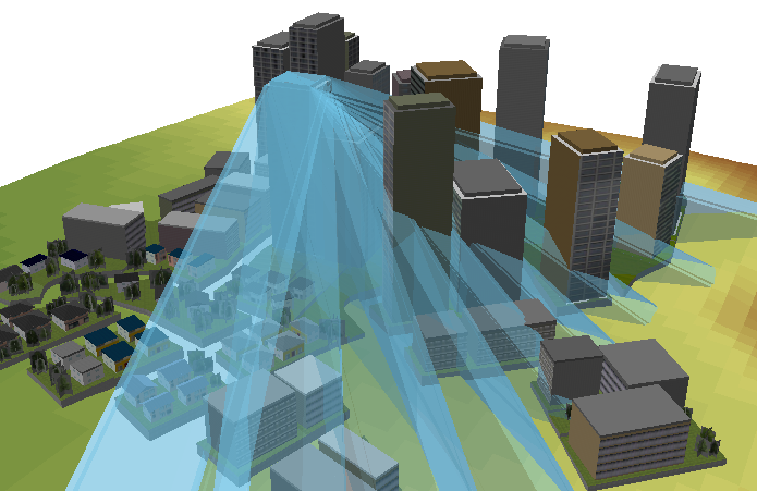特定の日時の太陽光を使用して、影をモデリングした