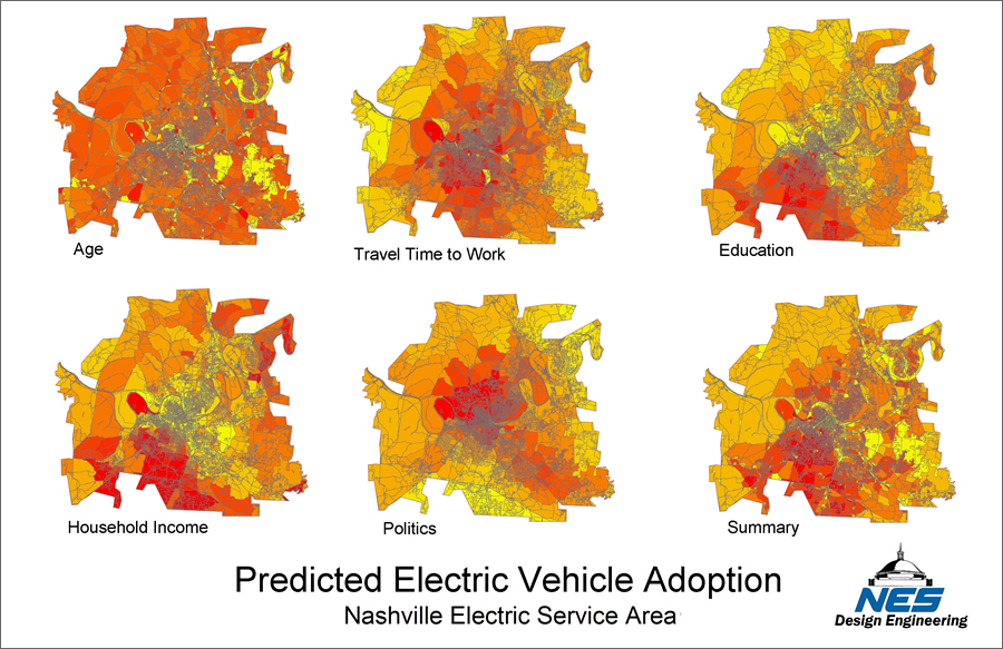 赤い地域はEV車の普及により
最も電力消費量が増えると予測されるエリア