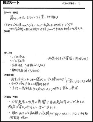 課題解決型グループ演習。作業確認シート