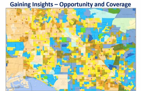 今後 3 年間の収益を予測したマップ。オレンジ：収益見込めず、モスグリーン：高収益が見込める。