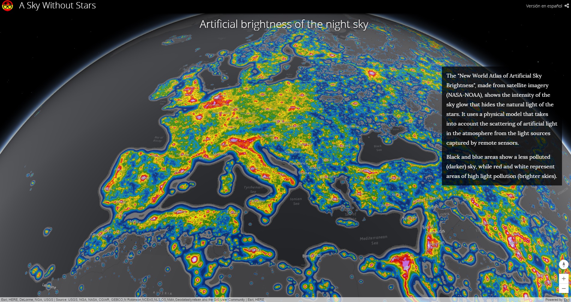 「人工光による明るさ地図」