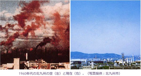 1960年代の北九州の空と現在の空の比較写真
