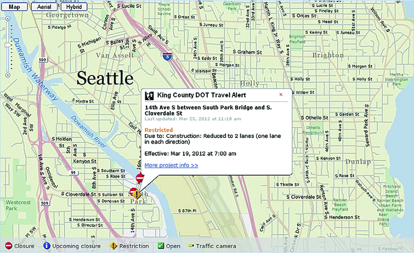 キング郡の「通勤マップ」は市民に
最新の道路情報を提供している