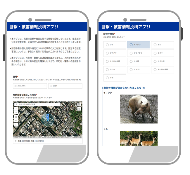 目撃・被害情報投稿アプリ