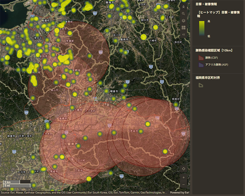 豚熱発生地点から半径 10 km圏内