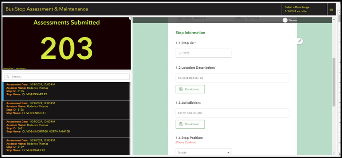 バス停評価＆メンテナンス・ダッシュボードは、 ADA に基づいてバス停を採点するもので、MetroTransit が地域により良いサービスを提供するのに役立つ。