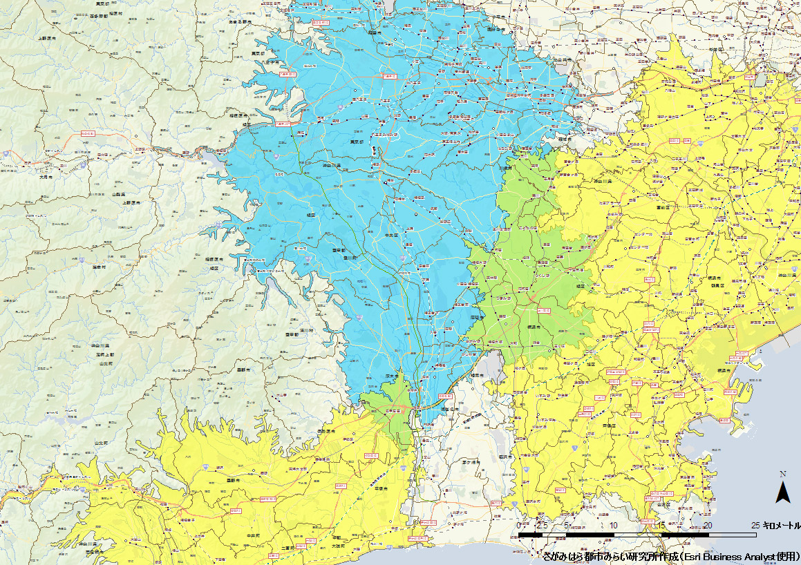 図3：橋本駅自動車45分圏域