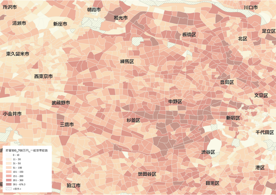 推計貯蓄別世帯数のイメージ