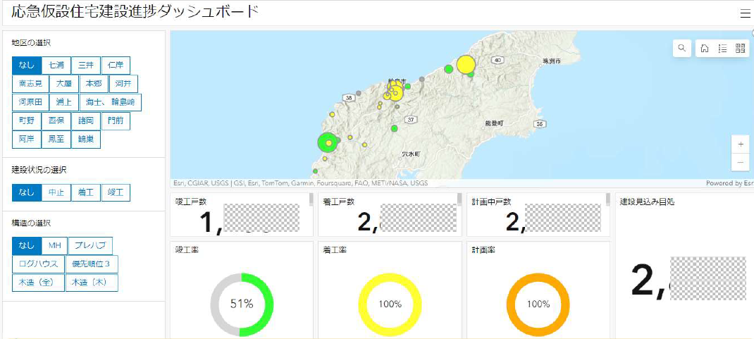 応急仮設住宅建設進捗ダッシュボード