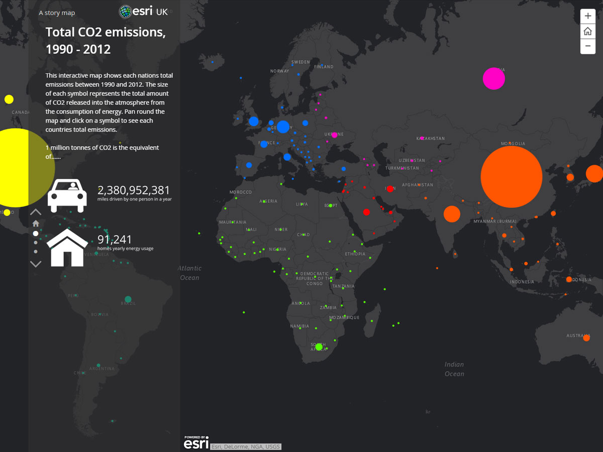 CO2総排出量(1990年~2012年)