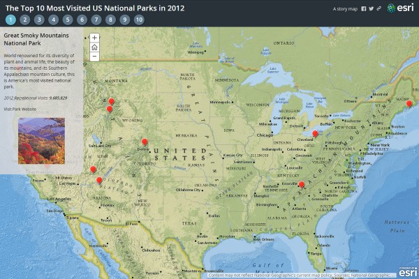 アメリカ国立公園 人気トップ10（2012年）